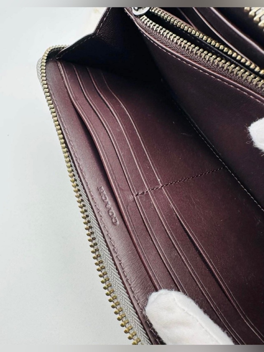 Coach Quilted Chevron Studded Zip Wallet in Gray - Picture 11 of 16